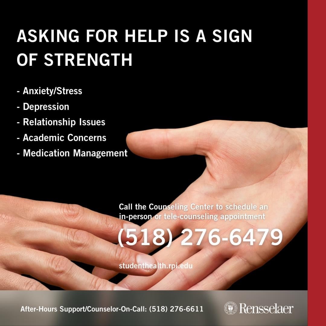 poster stating, "Asking for help is a sign of strength."