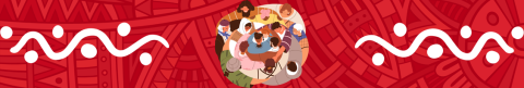 Banner of a group of people animated in a hug