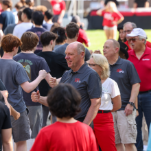 Fist bumps at orientation