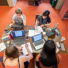 Student studying in the library