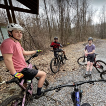 Students on mountain bikes